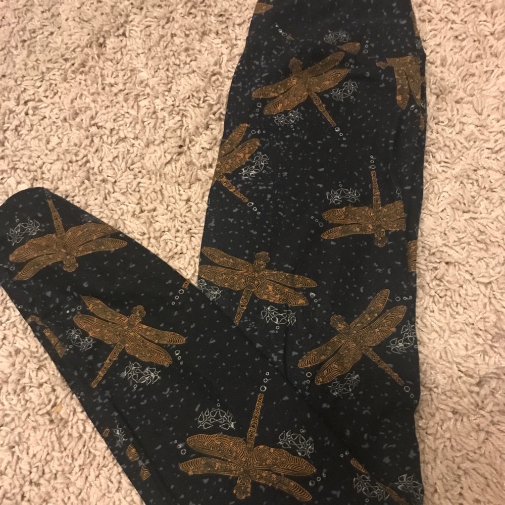 LuLaRoe UNICORN black dragonfly OS leggings